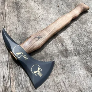 18" Skull Throwing Axe Wood Handle w/ Sheath