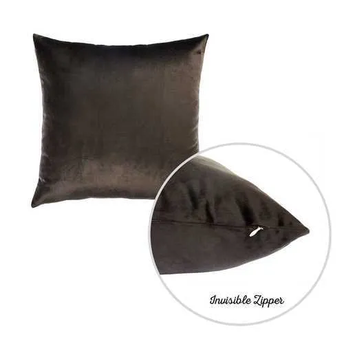 18"x 18" Brown Velvet Carob Decorative Throw Pillow Cover (2 Pcs in set)