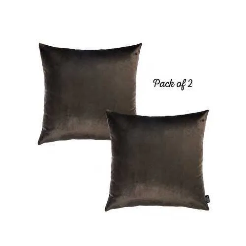 18"x 18" Brown Velvet Carob Decorative Throw Pillow Cover (2 Pcs in set)