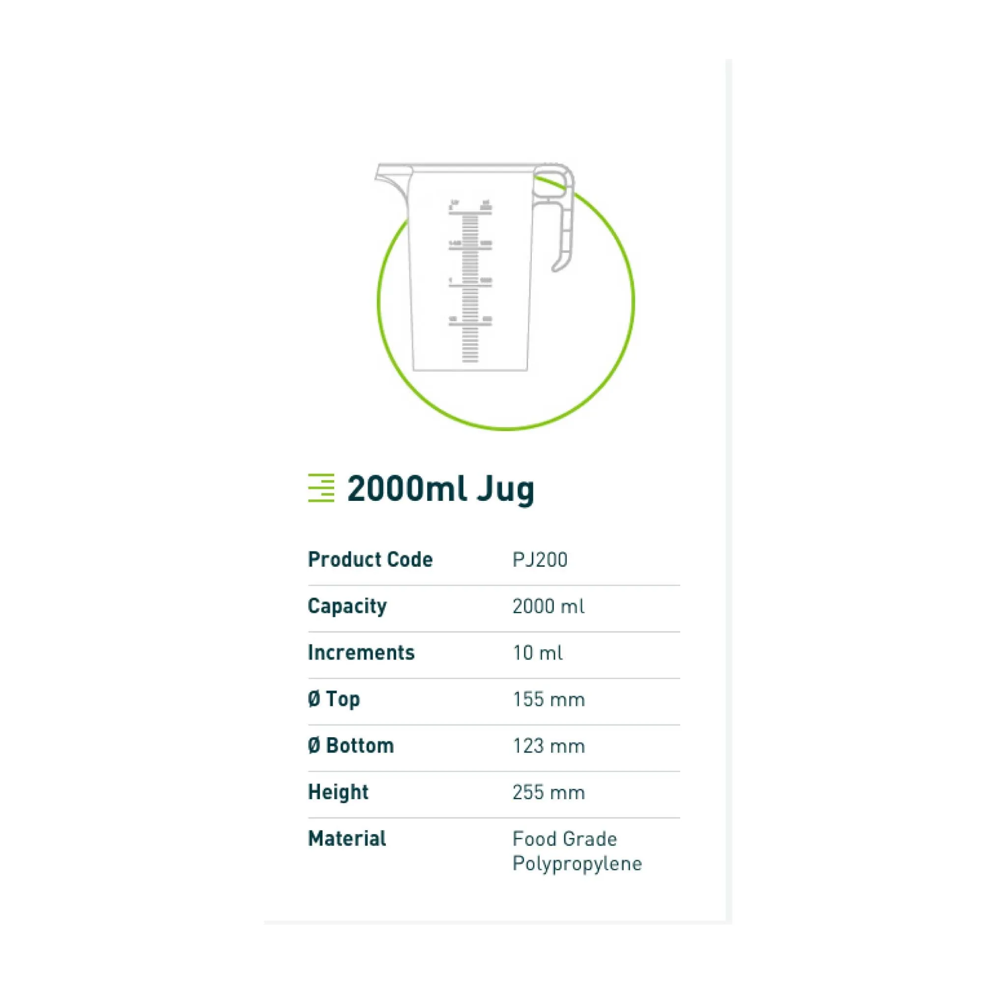 2L Measuring Jug Heavy Duty Clear Plastic Propylene Food Grade BPA 5 Pro-Jug