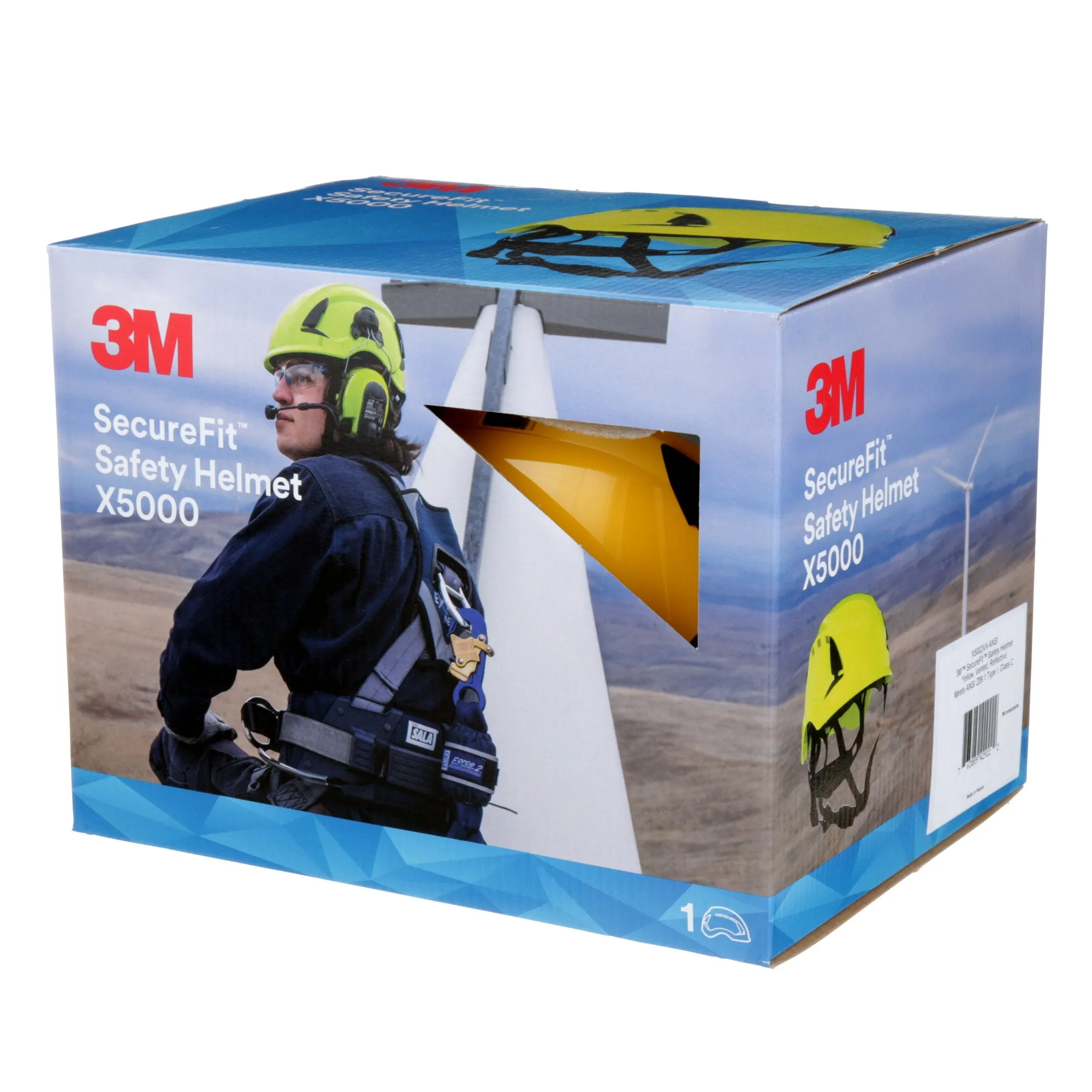 3M SecureFit Safety Helmet, X5002VX-ANSI,  Yellow, vented, 1Ea/Box