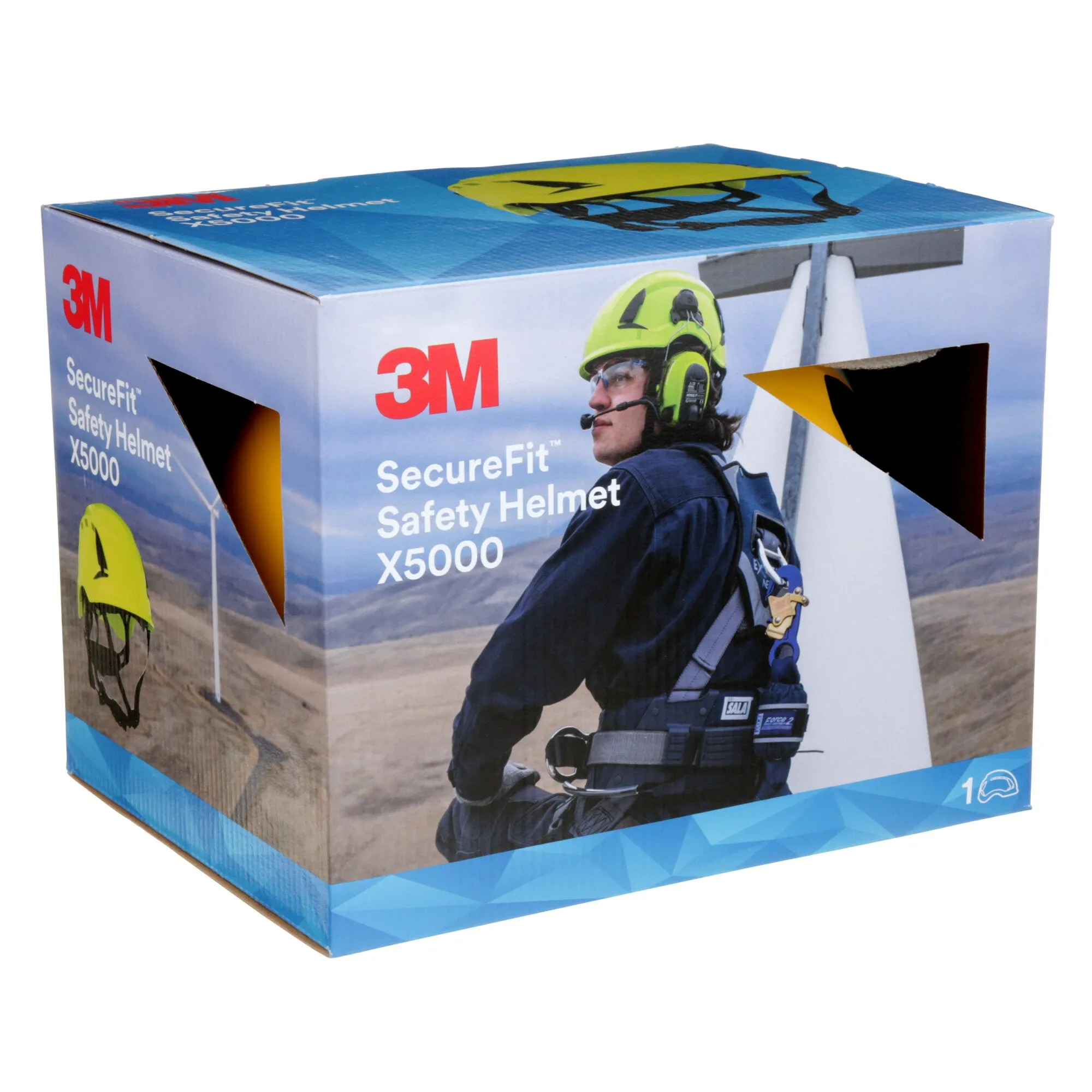 3M SecureFit Safety Helmet, X5002VX-ANSI,  Yellow, vented, 1Ea/Box