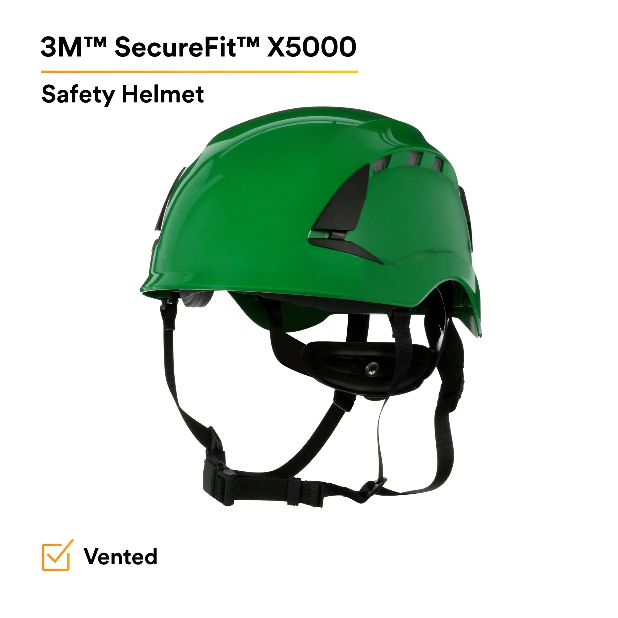 3M SecureFit Safety Helmet, X5004V-ANSI,  Green, vented