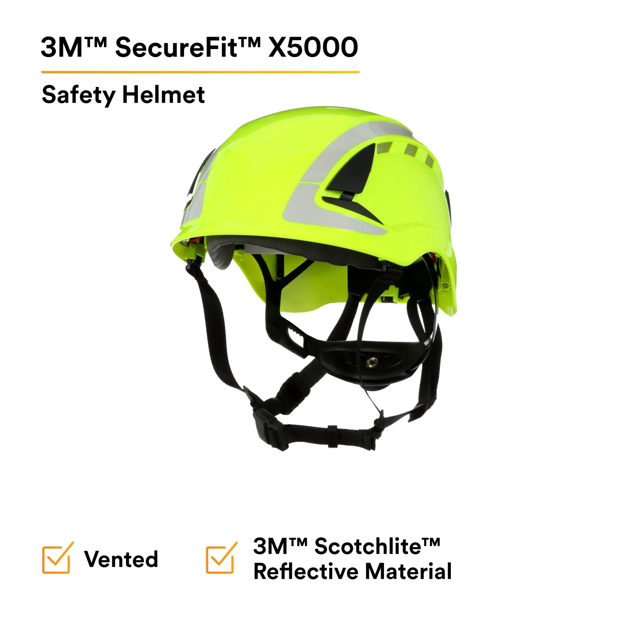 3M SecureFit Safety Helmet, X5014VX-ANSI,  HVGreen, vented, 1Ea/Box