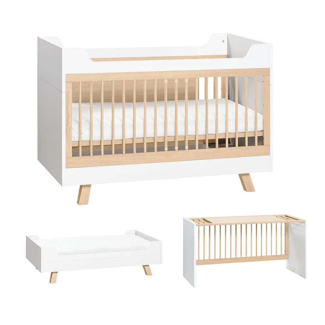 4You Convertible Cot Bed (70X140) - White & Oak