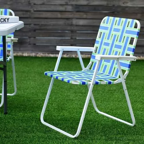 6 pcs Folding Beach Chair Camping Lawn Webbing Chair-Blue