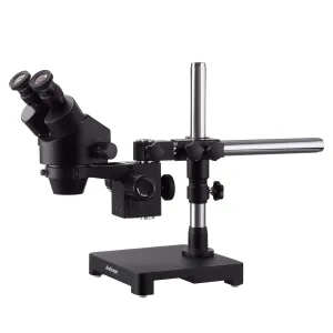 AmScope SM-3 Black Series Binocular Stereo Zoom Microscope 7X-45X Magnification on Single Arm Boom Stand