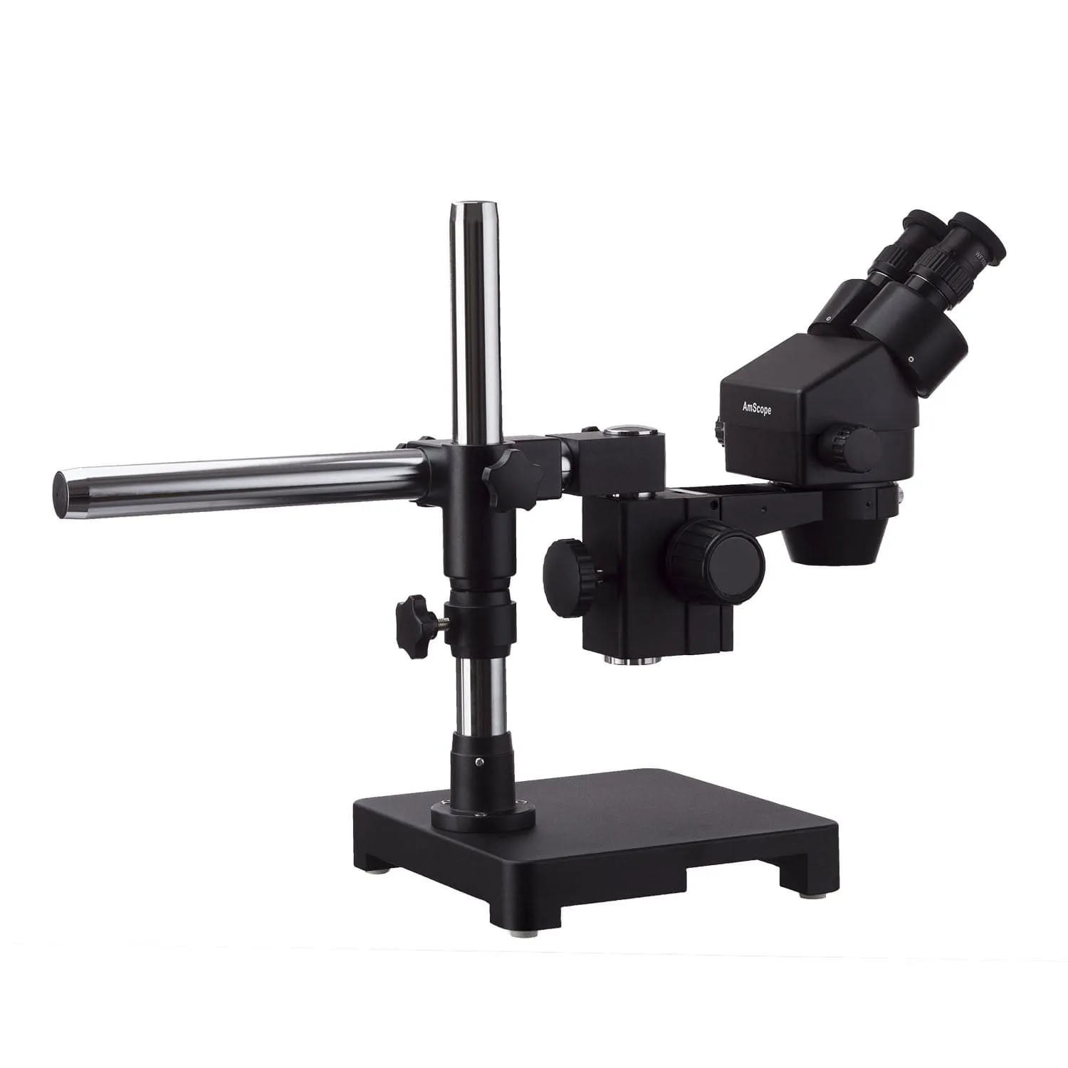 AmScope SM-3 Black Series Binocular Stereo Zoom Microscope 7X-45X Magnification on Single Arm Boom Stand