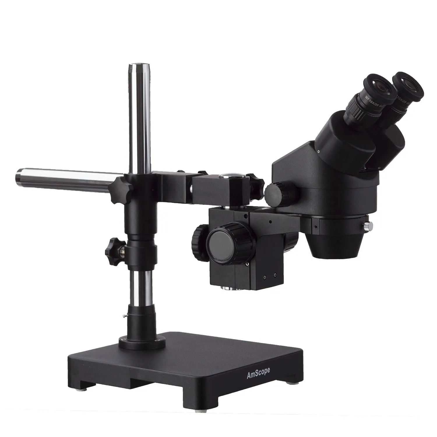 AmScope SM-3 Black Series Binocular Stereo Zoom Microscope 7X-45X Magnification on Single Arm Boom Stand