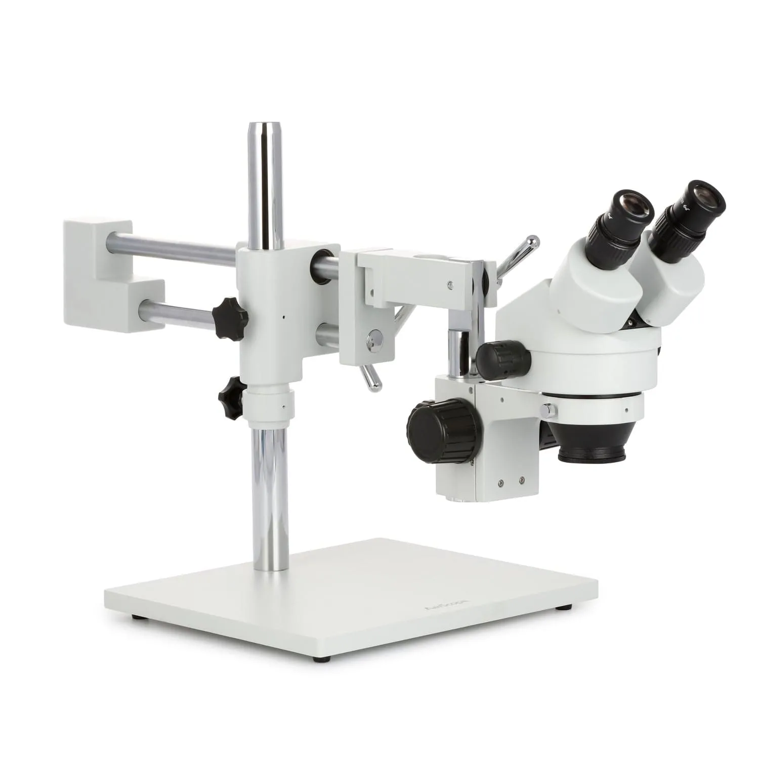 AmScope SM-4 Series Zoom Binocular Stereo Microscope 7X-45X Magnification with 30W LED Fiber Optic Ring Light on Double Arm Boom Stand