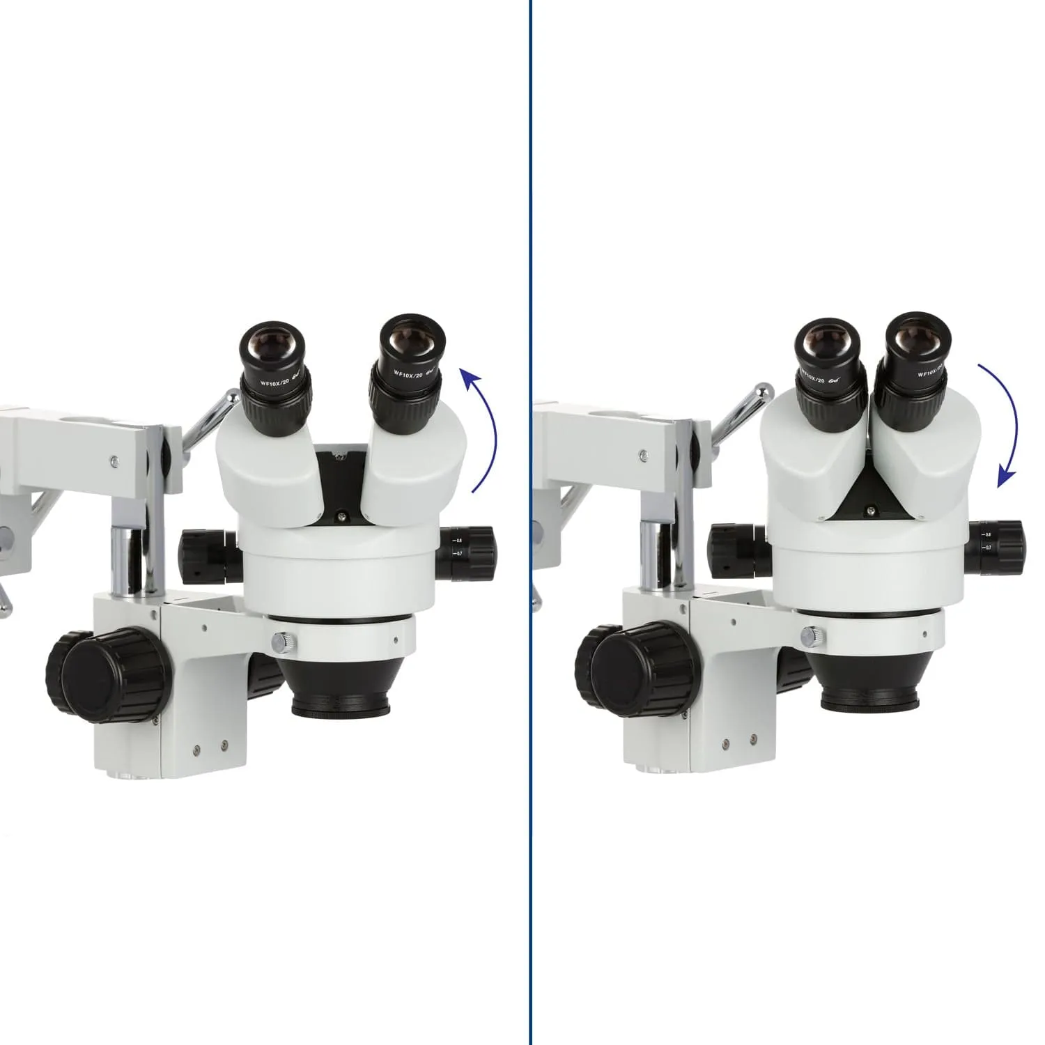 AmScope SM-4B Series Binocular Zoom Stereo Microscope 3.5X-45X Magnification on Double Arm Boom Stand