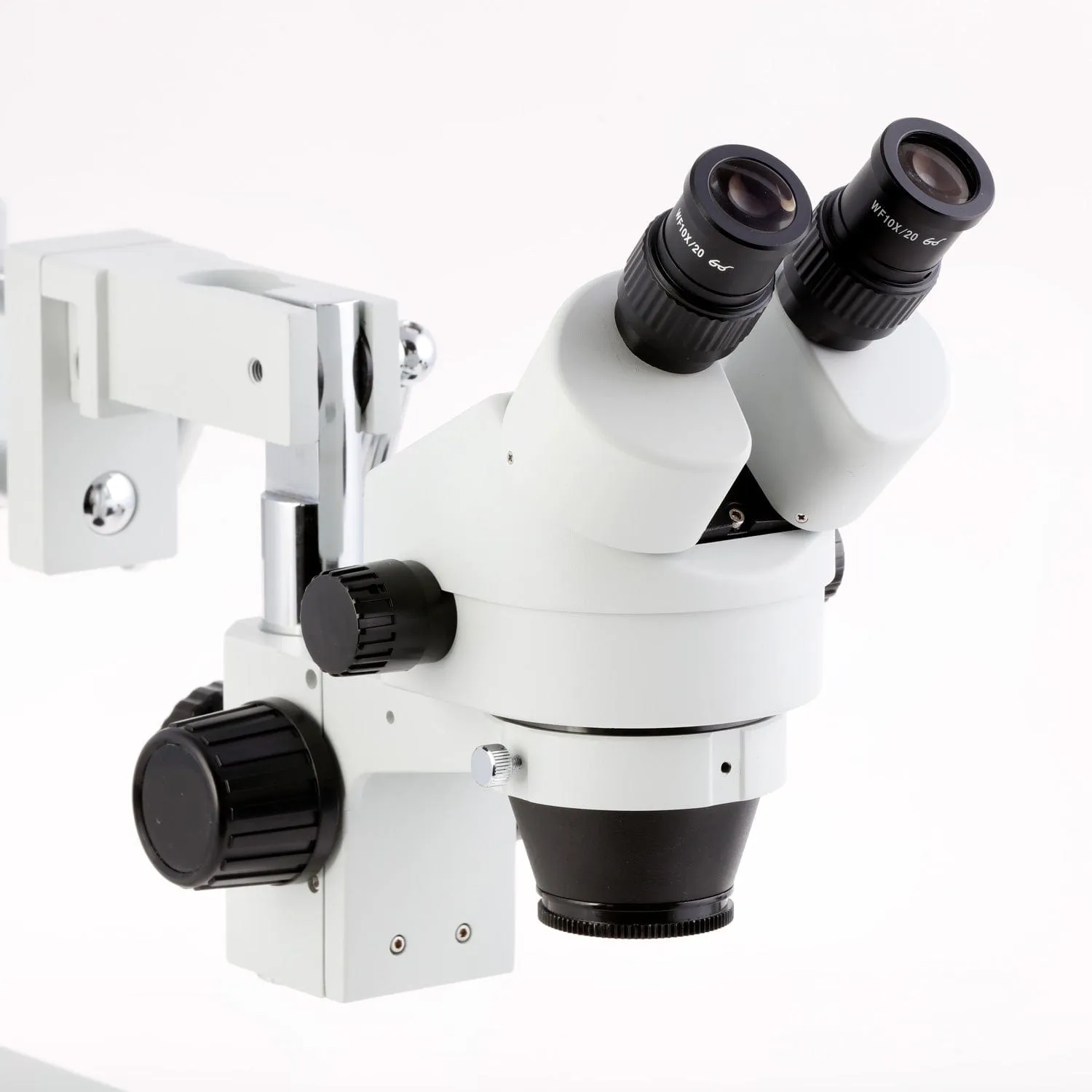 AmScope SM-4B Series Binocular Zoom Stereo Microscope 3.5X-45X Magnification on Double Arm Boom Stand