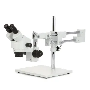 AmScope SM-4B Series Binocular Zoom Stereo Microscope 3.5X-45X Magnification on Double Arm Boom Stand