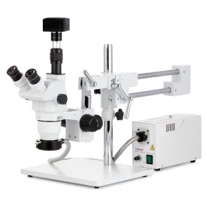 AmScope ZM-4 Series Ultimate Zoom Trinocular Stereo Microscope 2X-45X Magnification on 3D Boom Stand with 3MP USB 3.0 C-mount Camera