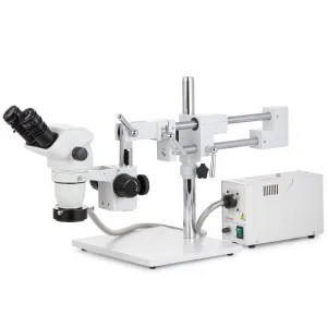 AmScope ZM-4 Series Zoom Binocular Stereo Microscope 6.7X-112.5X Magnification on Double Arm Boom Stand