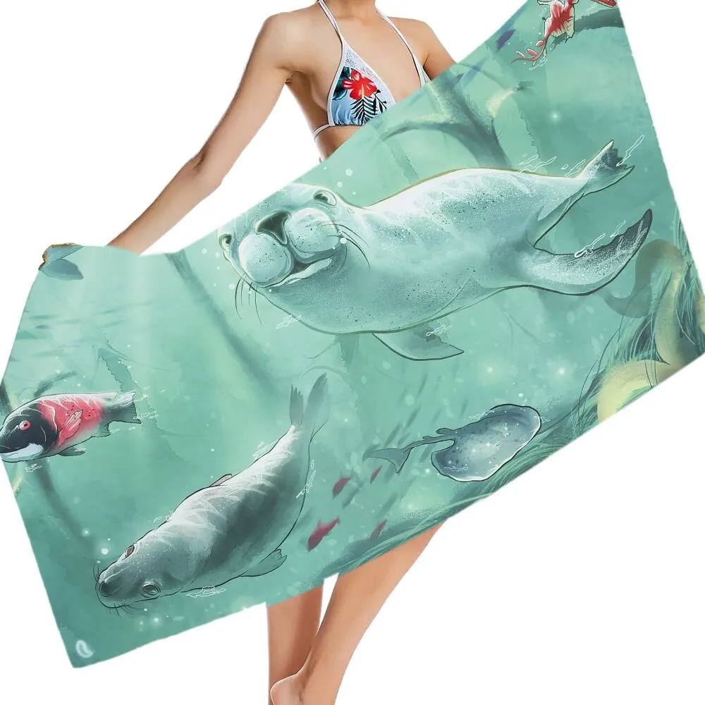 Beach Towel Sand Free Pool Towel Blanket Extra Large Quick Dry Lightweight Super Absorbent Printing Bath Towel Outdoor Yoga Mat