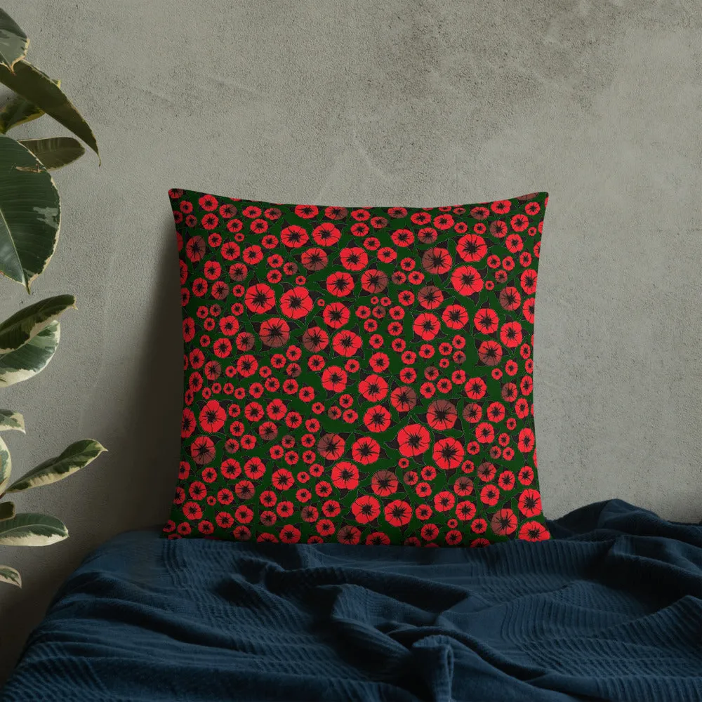 Bright Red Roses designer Basic Pillow by John A. Conroy