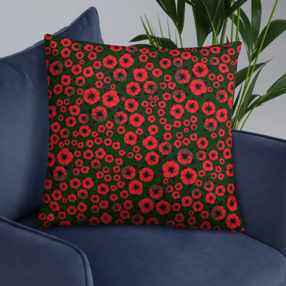 Bright Red Roses designer Basic Pillow by John A. Conroy