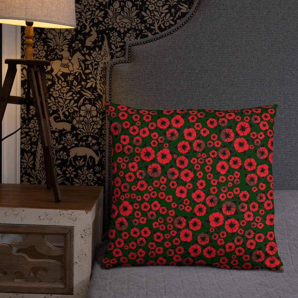 Bright Red Roses designer Basic Pillow by John A. Conroy