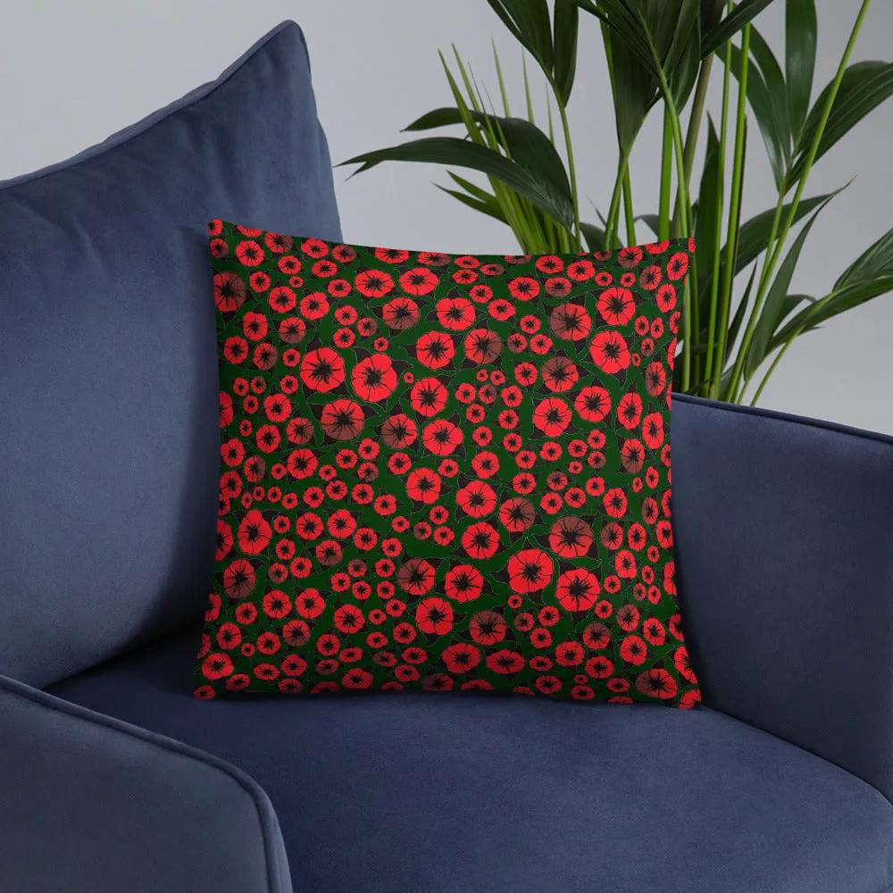 Bright Red Roses designer Basic Pillow by John A. Conroy