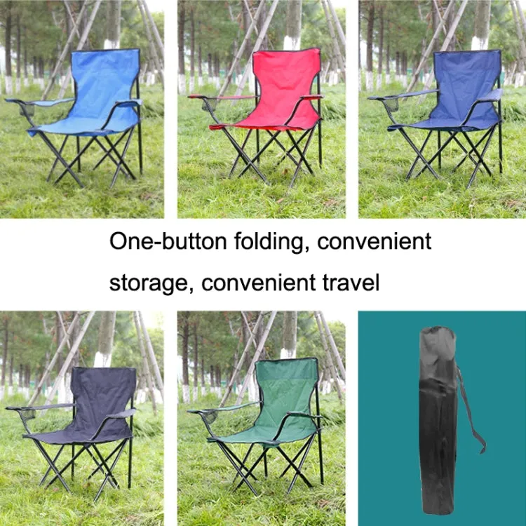 Casual Picnic Sketching Handrest Backrest Fishing Portable Beach Chair(Navy)