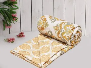 COZY FURNISH Super Soft Brushed Microfiber Cotton Single Bed Dohar 140 GSM 3 Layered Quilted Dohar Soft Lightweight Reversible Printed AC Blanket Single Bed for All Season