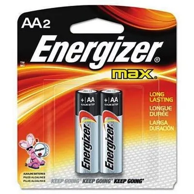 Energizer Max E91BP2 Alkaline AA Batteries - 2PCS