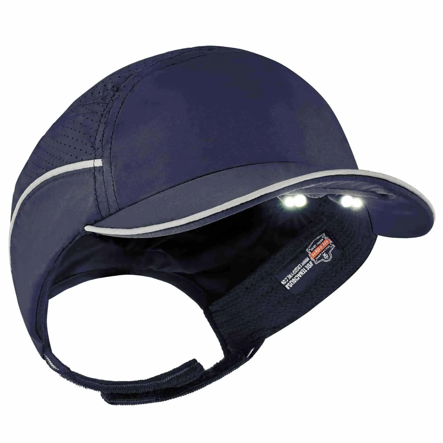 Ergodyne 23338 8965 Short Brim Navy Lightweight Bump Cap Hat   LED Lighting