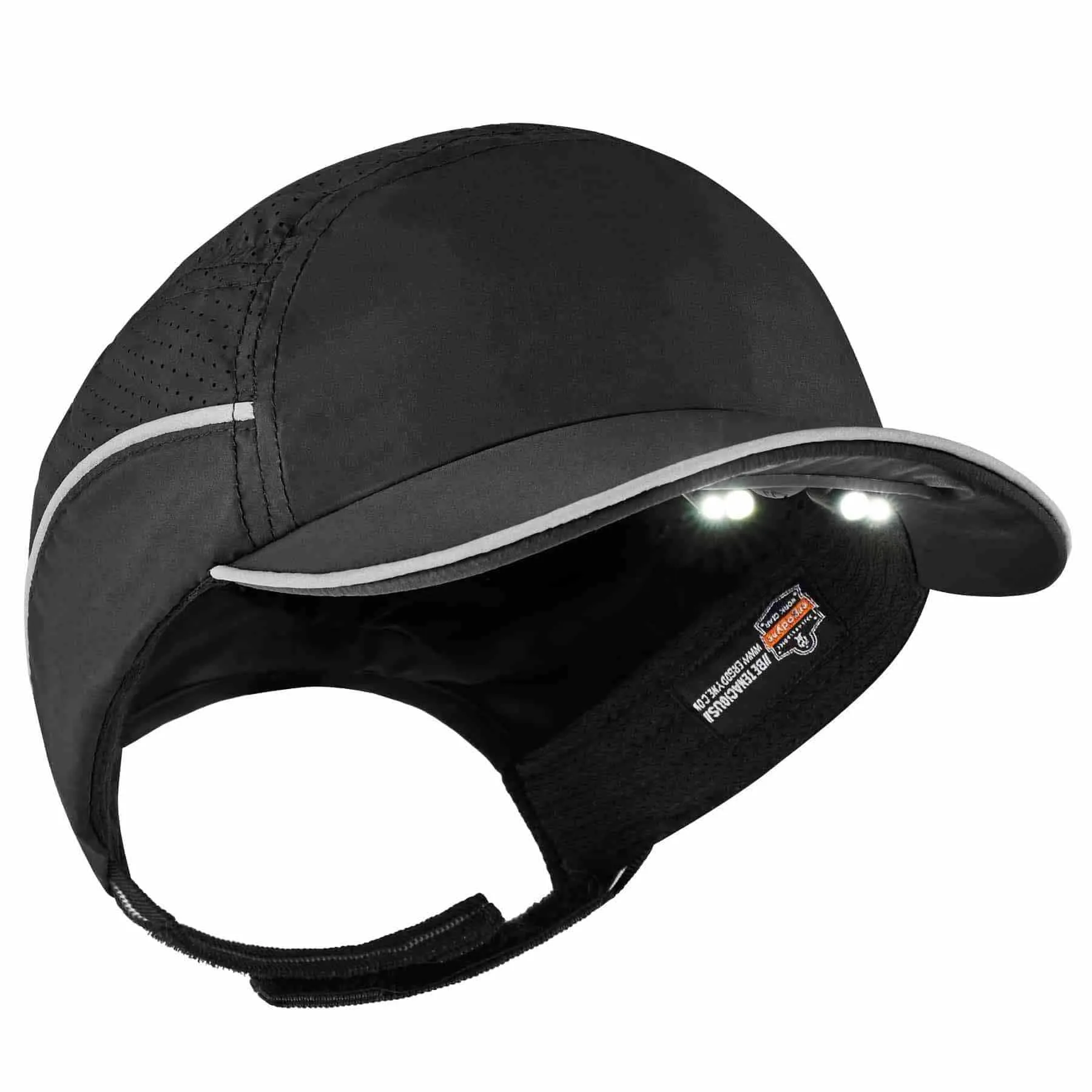 Ergodyne 23368 8965 Short Brim Black Lightweight Bump Cap Hat   LED Lighting