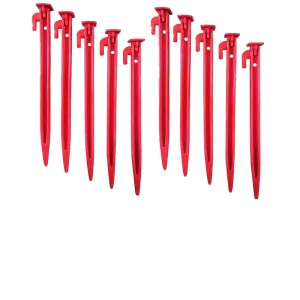 Fitfix Tent Stakes (Red, Pack of 5) | Ground Pegs Heavy Duty and Larger Durable Tent Pegs Spike Hook