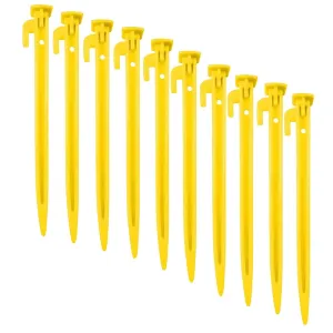 Fitfix Tent Stakes (Yellow, Pack of 10) | Ground Pegs Heavy Duty and Larger Durable Spike Hook