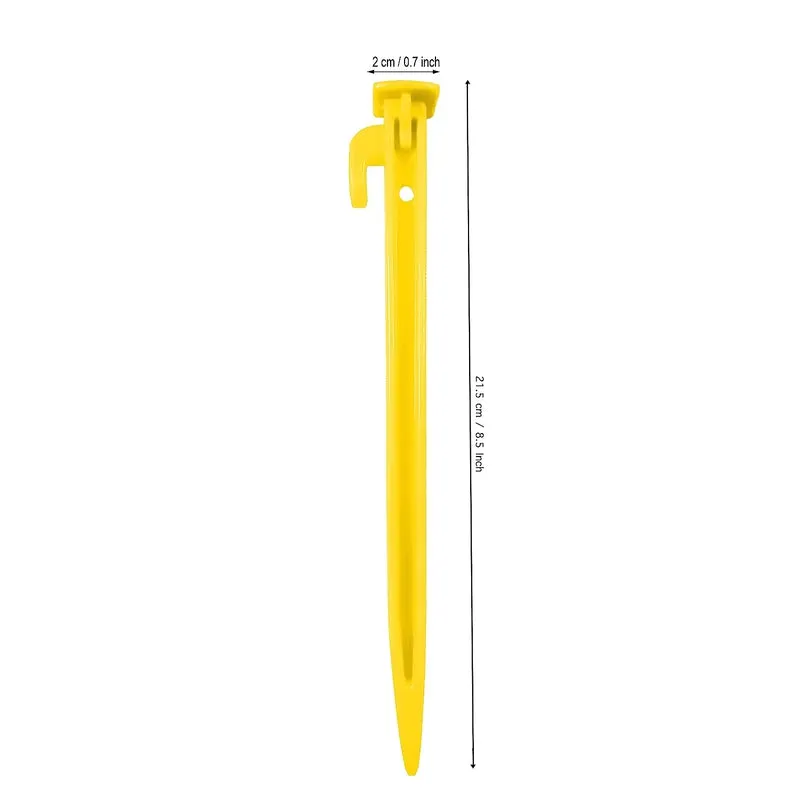 Fitfix Tent Stakes (Yellow, Pack of 10) | Ground Pegs Heavy Duty and Larger Durable Spike Hook