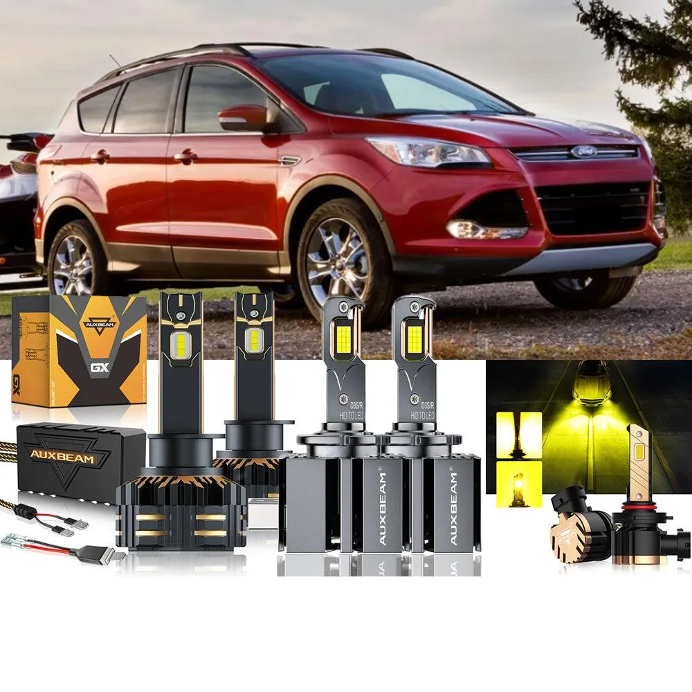 For 2013-2016 Ford Escape H1 D3S LED Headlight Bulbs Bundle with HID Headlamps