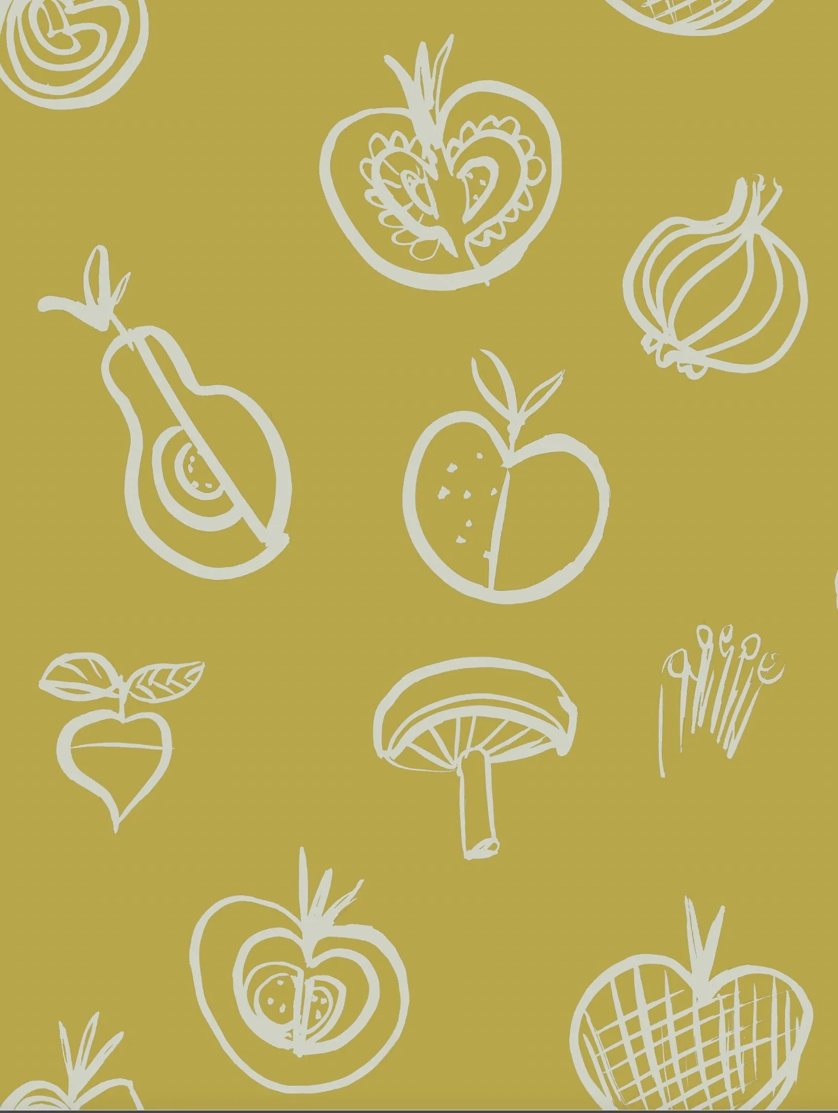 Fruit Motif Wallpaper - Yellow - NEW