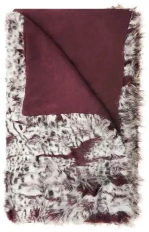 Fur N9206 Burgandy/Ivory Throw Blanket