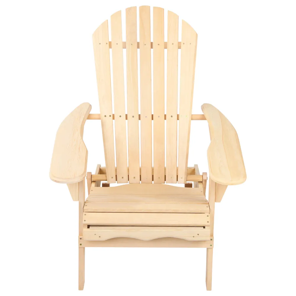 Gardeon 2PC Adirondack Outdoor Chairs Wooden Sun Lounge Patio Furniture Garden Natural