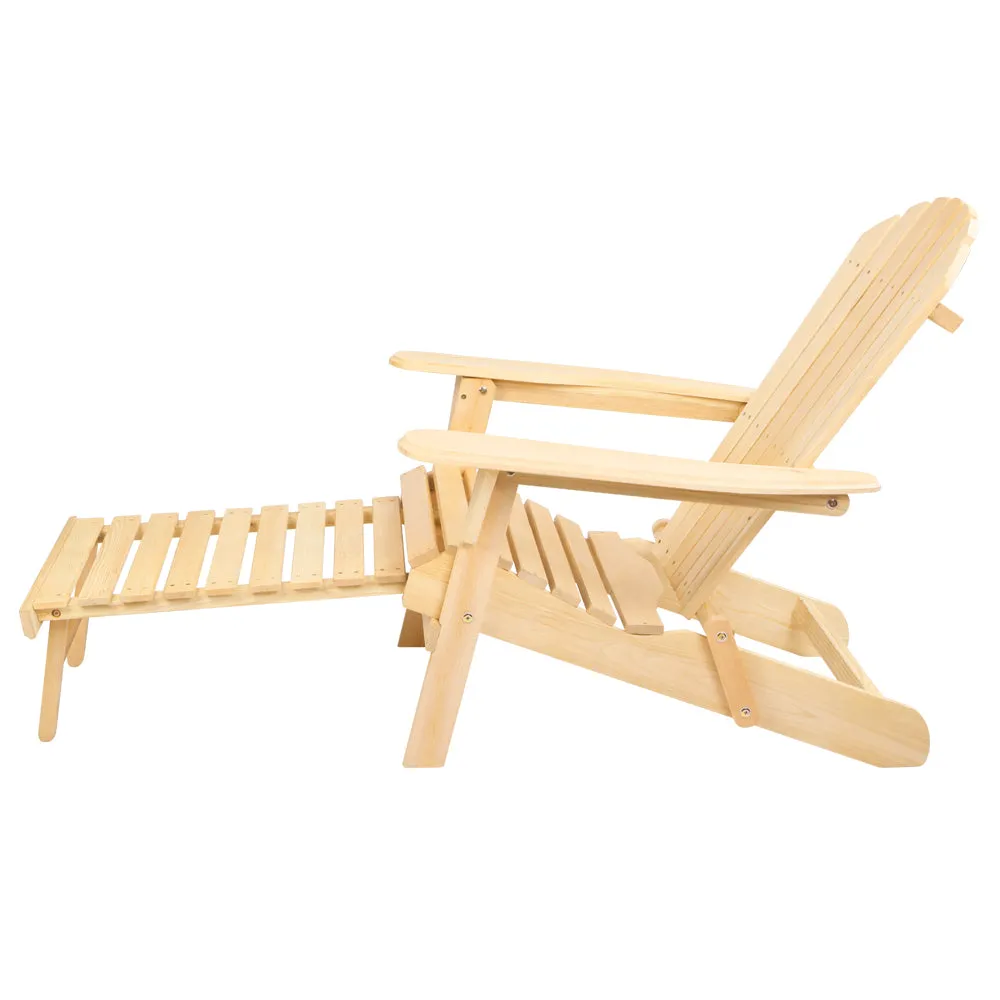 Gardeon Adirondack Outdoor Chairs Wooden Sun Lounge Patio Furniture Garden Natural