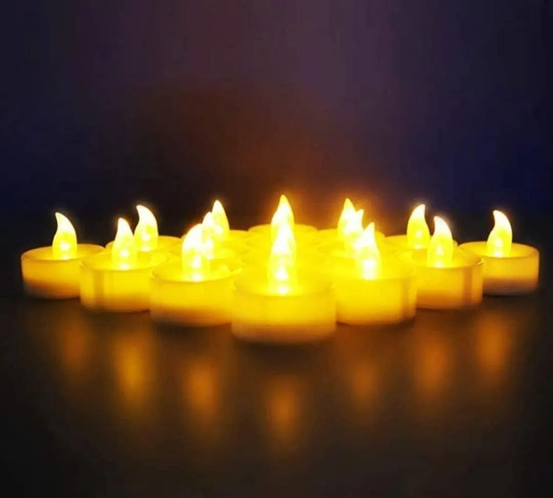 Genteel Plastic Decor Tealight Mini Led Candles, Led Tealight Candle, Ultra Bright Amber Yellow Light Flameless & Smokeless Candles for Diwali Christmas Festivals (24 Pcs Set)