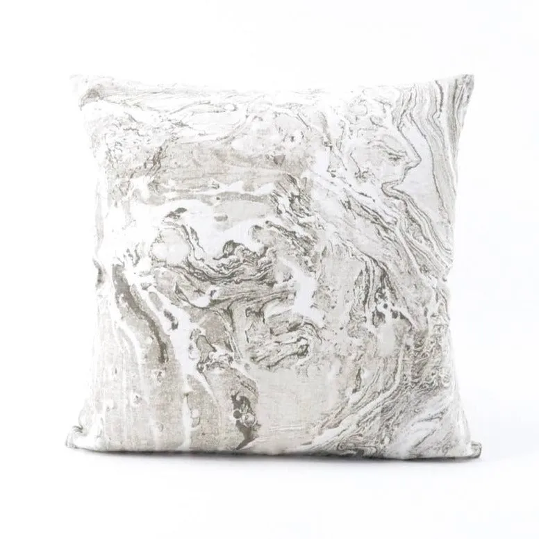 Grey Marbled Linen Pillow