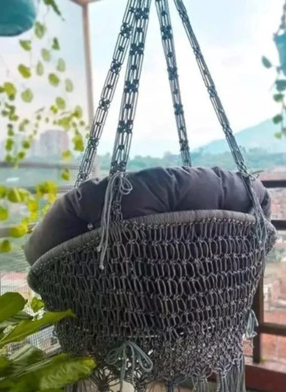 Handmade Luxurious Macrame Hammock Chair, Macrame Round Swing