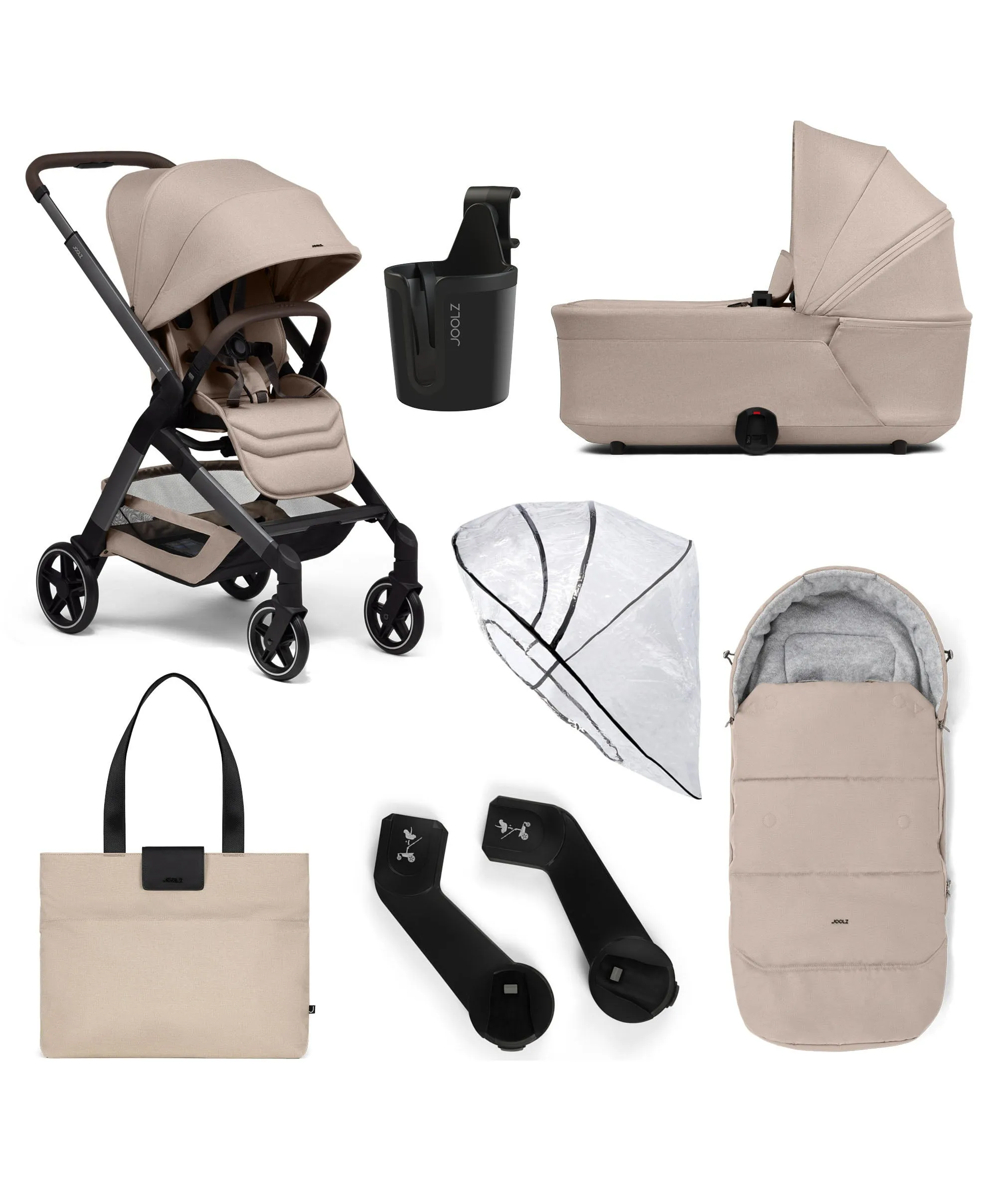 Joolz Hub² Pushchair Bundle with Carrycot (6 Piece) - Sandy Taupe