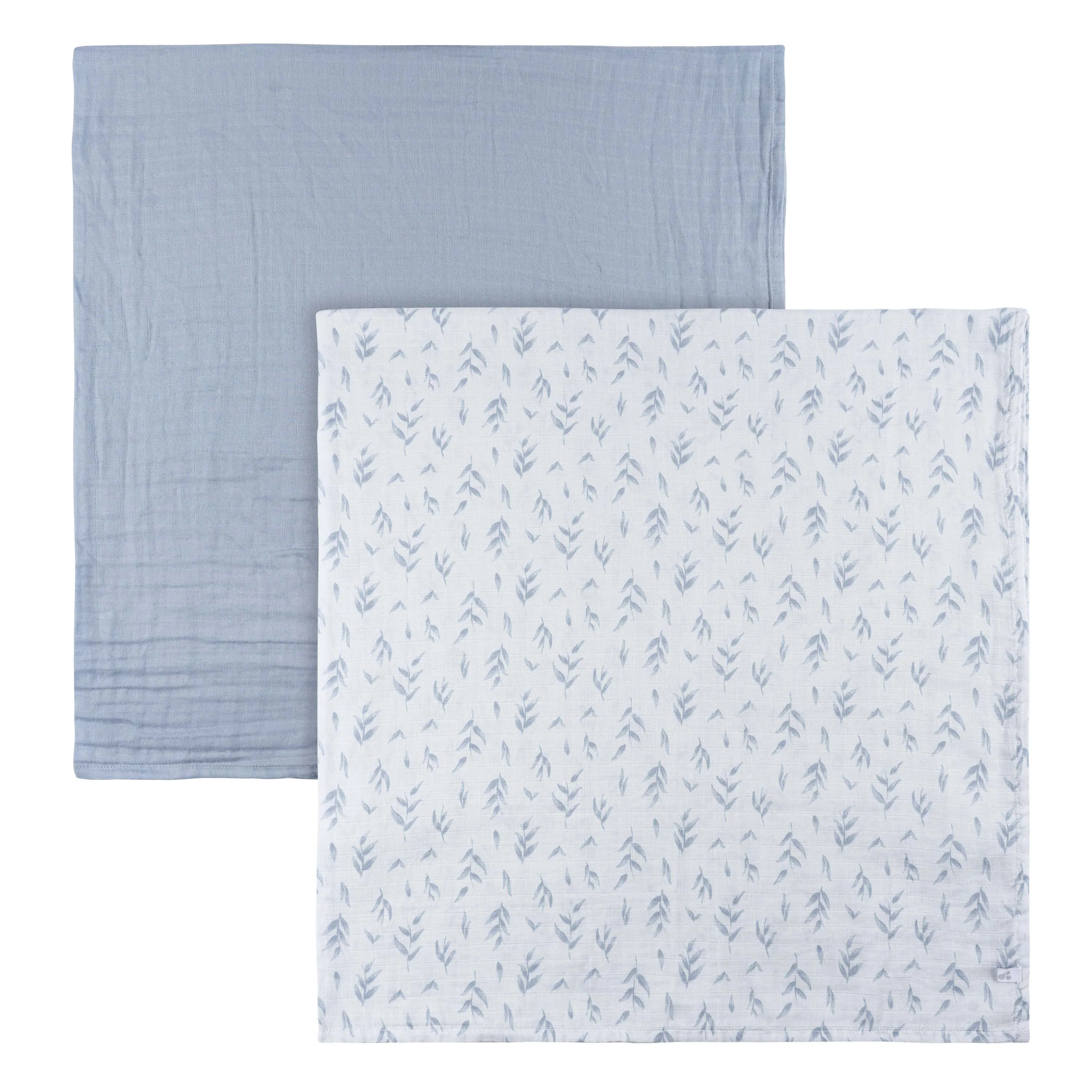 Just Born by Gerber Baby Boy 2-Pack Muslin Swaddle Blanket - BLUE LEAF