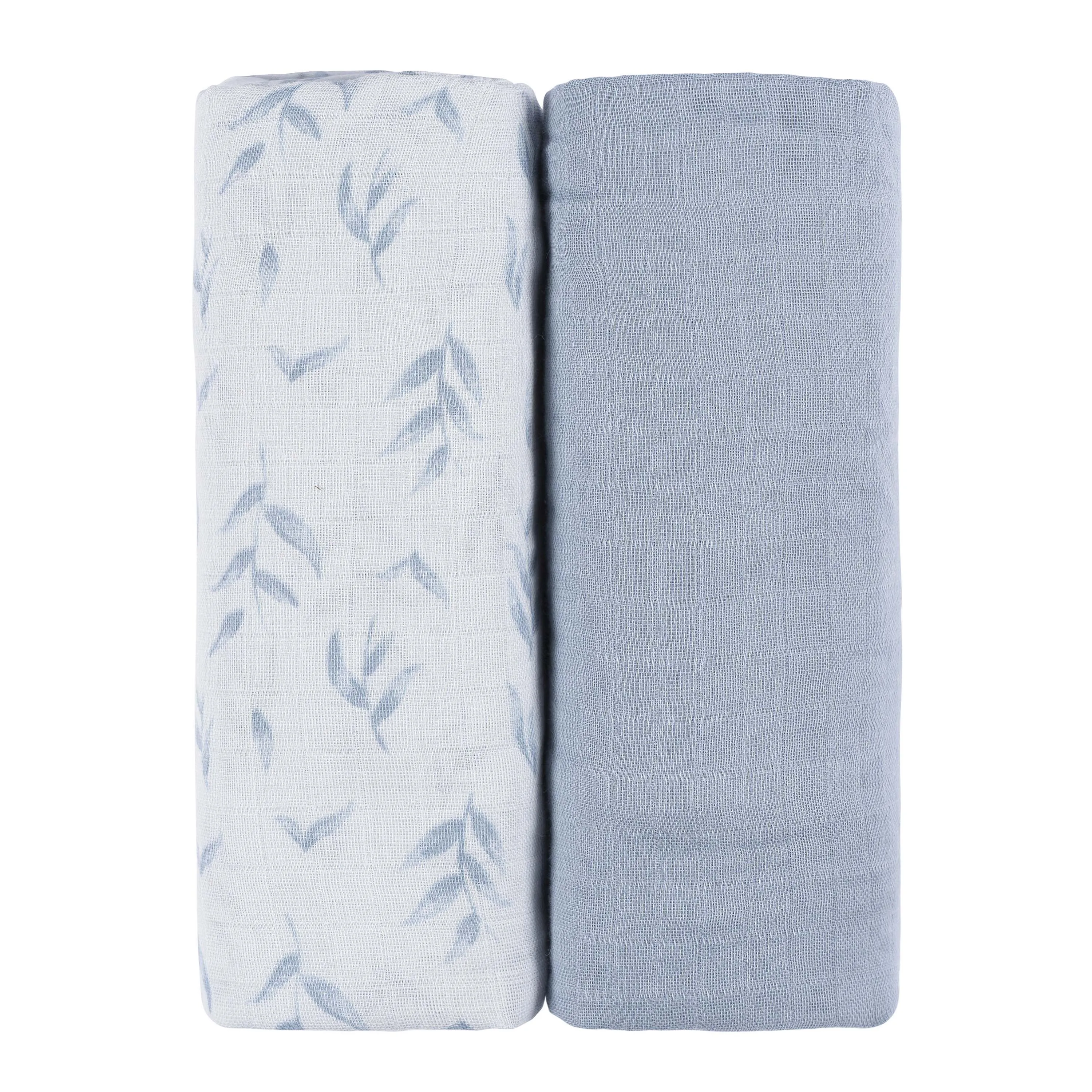 Just Born by Gerber Baby Boy 2-Pack Muslin Swaddle Blanket - BLUE LEAF