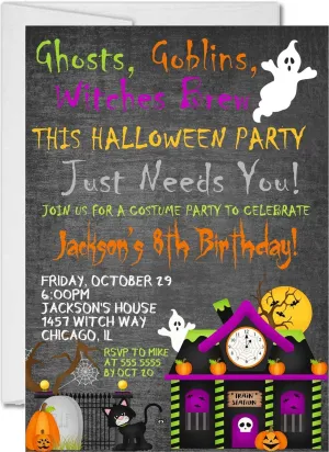 Kids Halloween Birthday Party Invitations