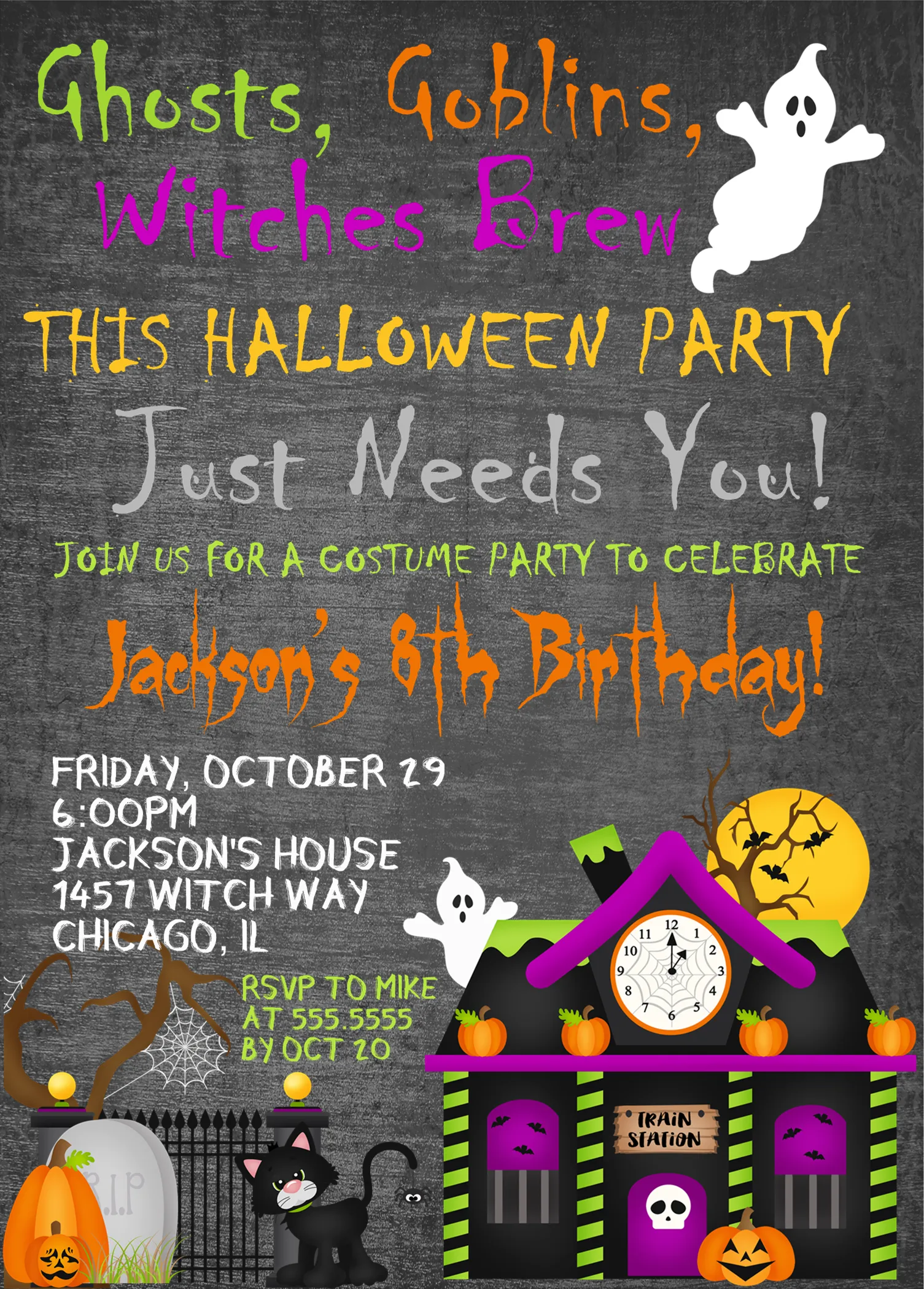 Kids Halloween Birthday Party Invitations