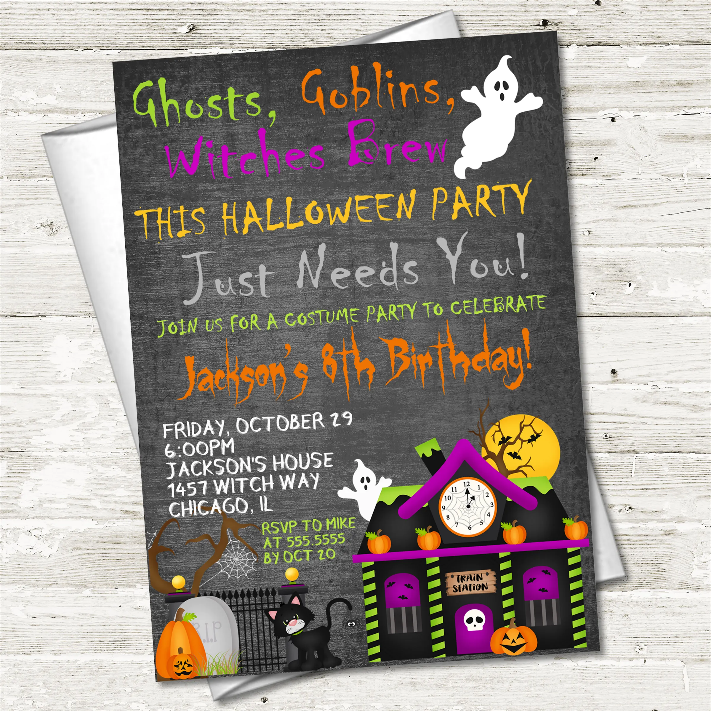 Kids Halloween Birthday Party Invitations