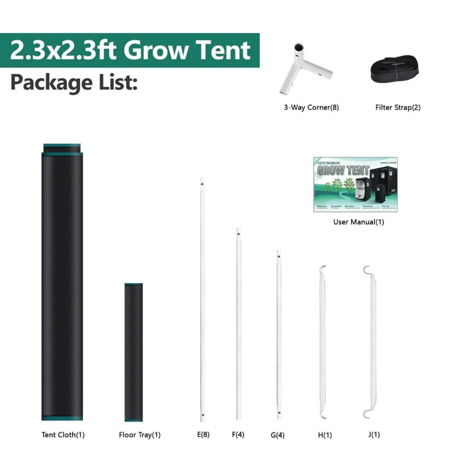 Mars Hydro 2' 4" x 2' 4" x 5' 4" (70cm x 70cm x 160cm) Indoor Grow Tent