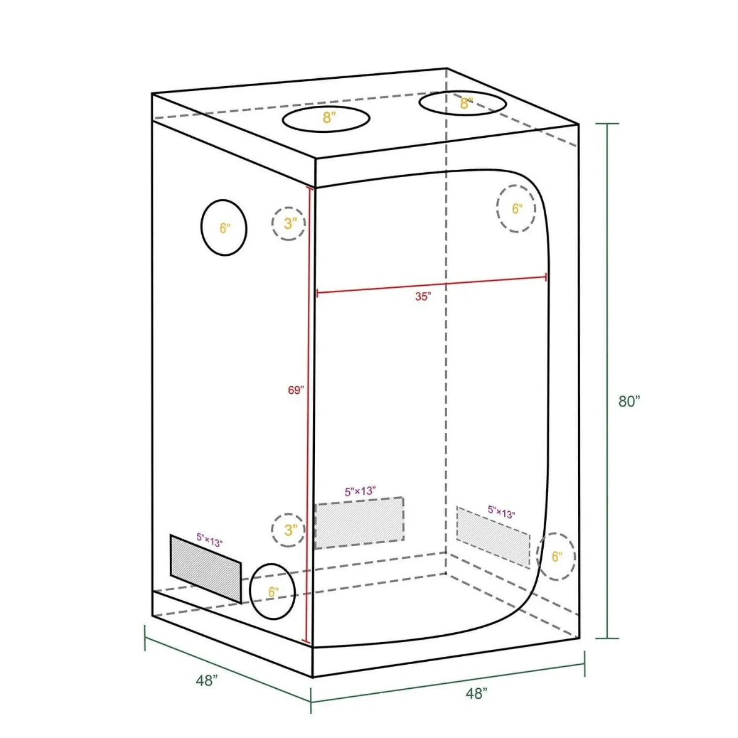 Mars Hydro 4' x 4' x 6' 8" (120cm x 120cm x 200cm) Indoor Grow Tent