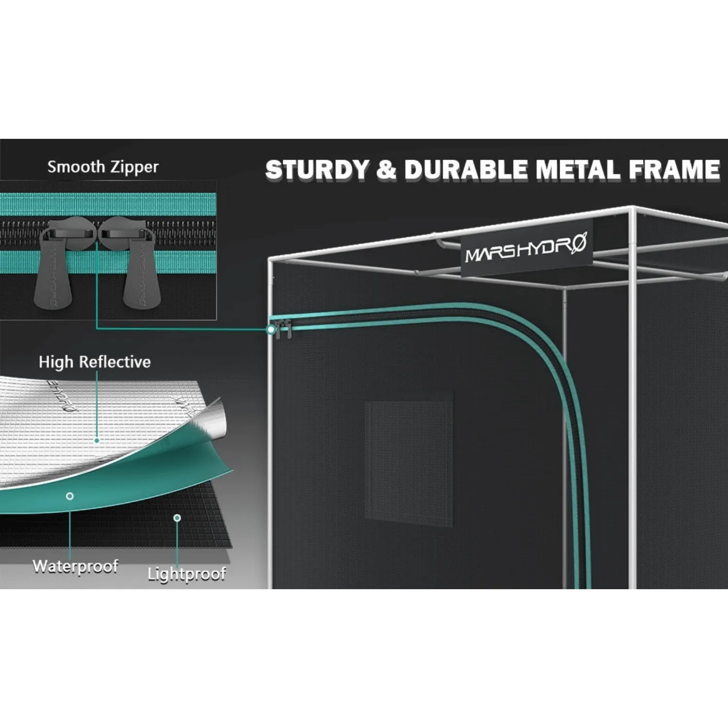 Mars Hydro 4' x 8' x 6' 8" (120cm x 240cm x 200cm) Indoor Grow Tent