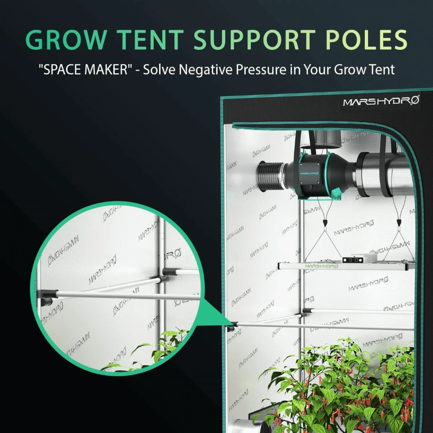 Mars Hydro High CFM Grow Tent Support Pole Kit 3' x 3'